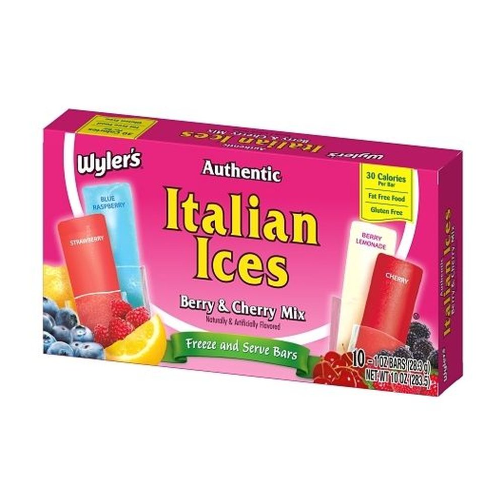 Wylers Berry And Cherry Mix Ice Bar, 10 Ounce -- 12 Per Case