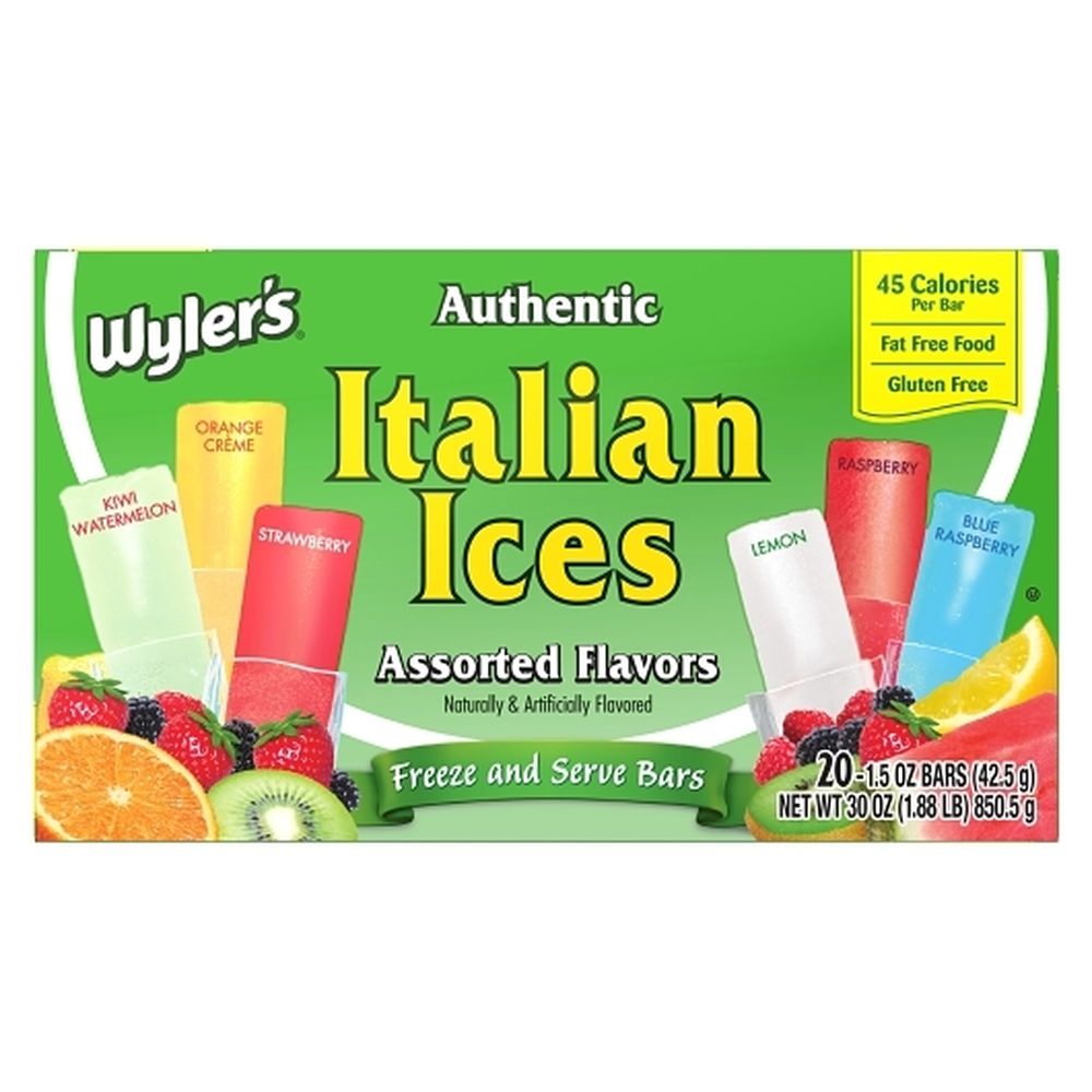 Wyler's Italian Ice Freezer Bar, Variety Pack, 20 Count -- 12 Per Case