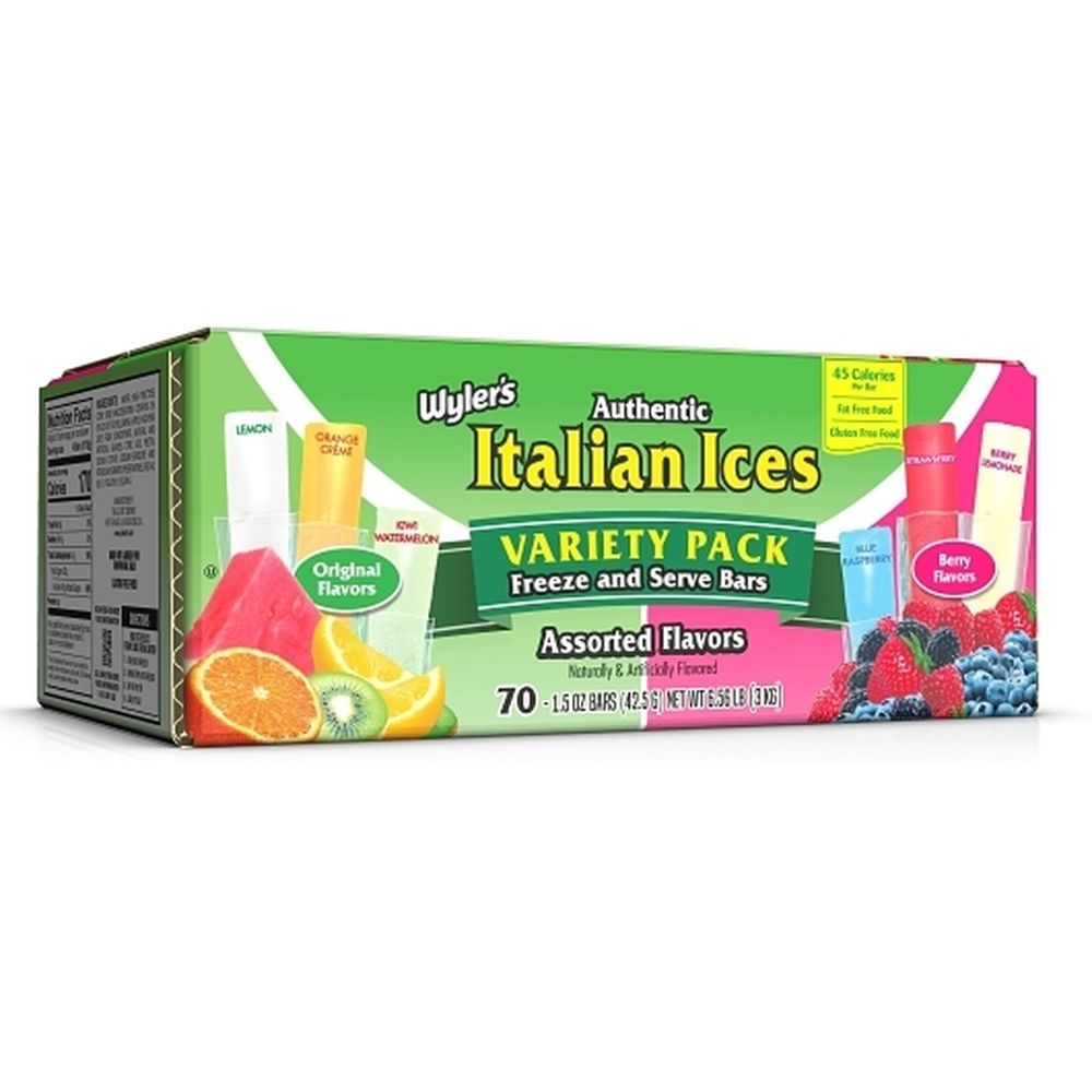Wyler's Italian Ices Assorted Freezer Bar, Variety Pack, 6.56 Pound