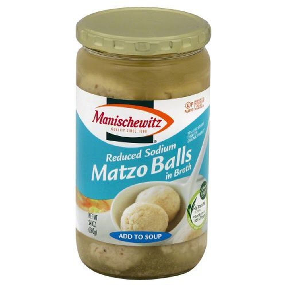 Manischewitz Reduced Sodium Matzo Ball In Broth, 24 Ounce -- 12 Per Case