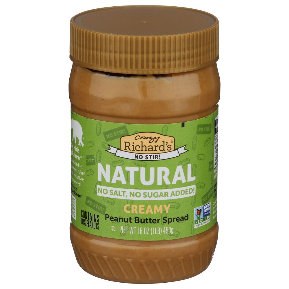 Crazy Richard No Stir Creamy Peanut Butter Spread, 16 Ounce -- 12 Per Case