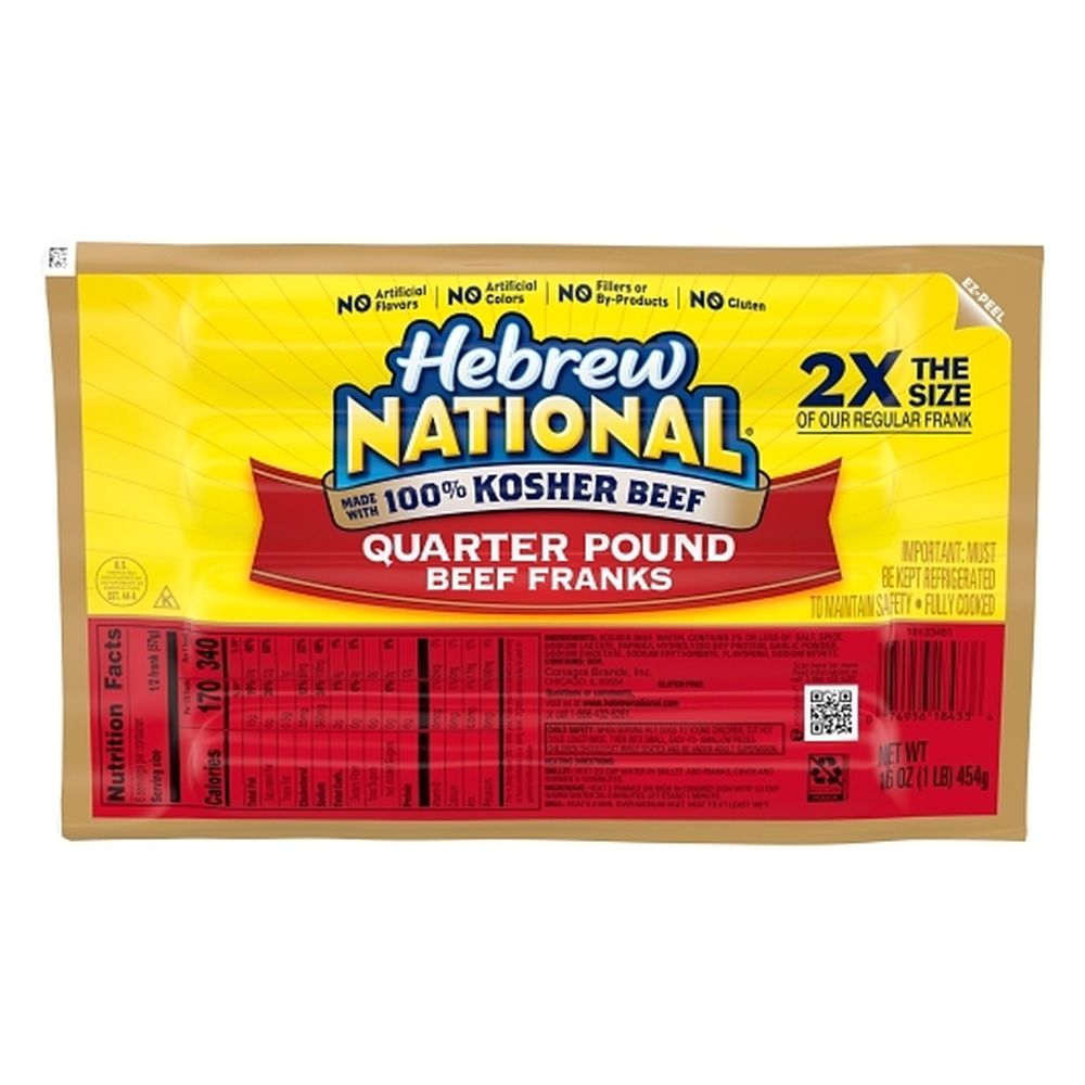 Hebrew National Beef Franks, 16 Ounce -- 12 Per Case