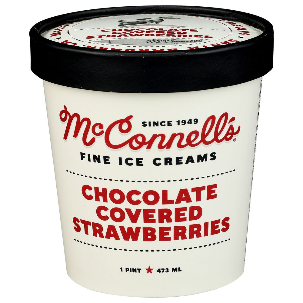 Mcconnell's Chocolate Covered Strawberries Ice Cream, 1 Pint -- 8 Per Case