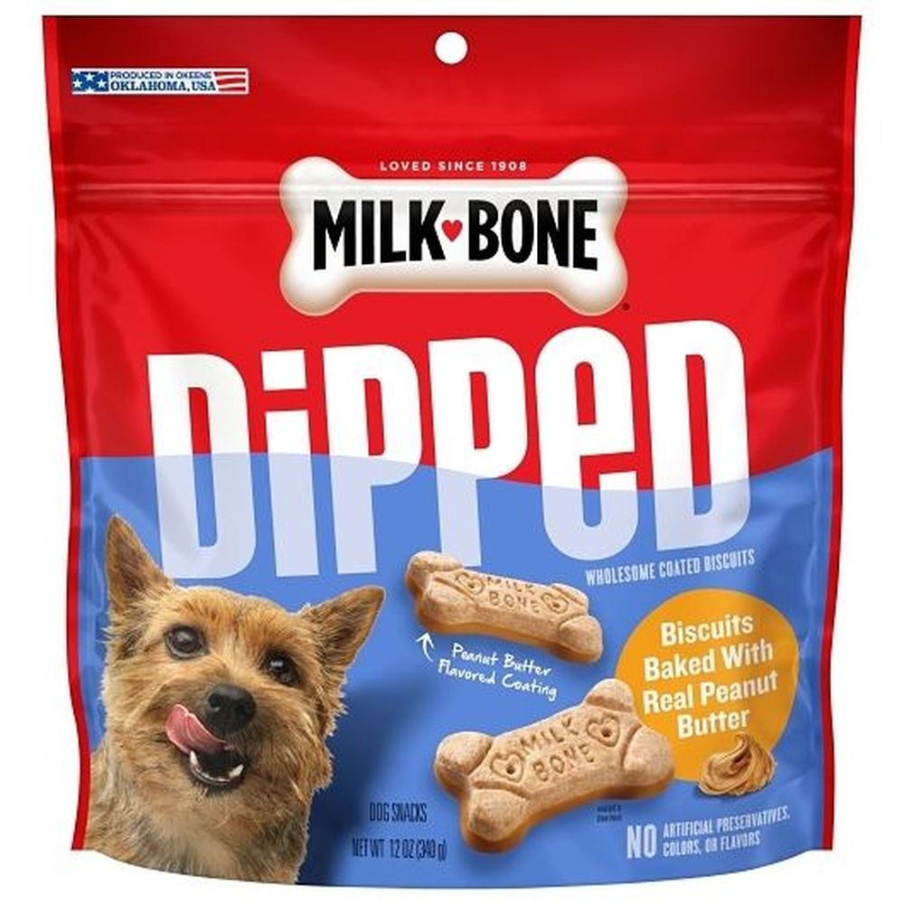 Milk Bone Dipped Peanut Butter Dog Biscuits, 12 Ounce -- 4 Per Case