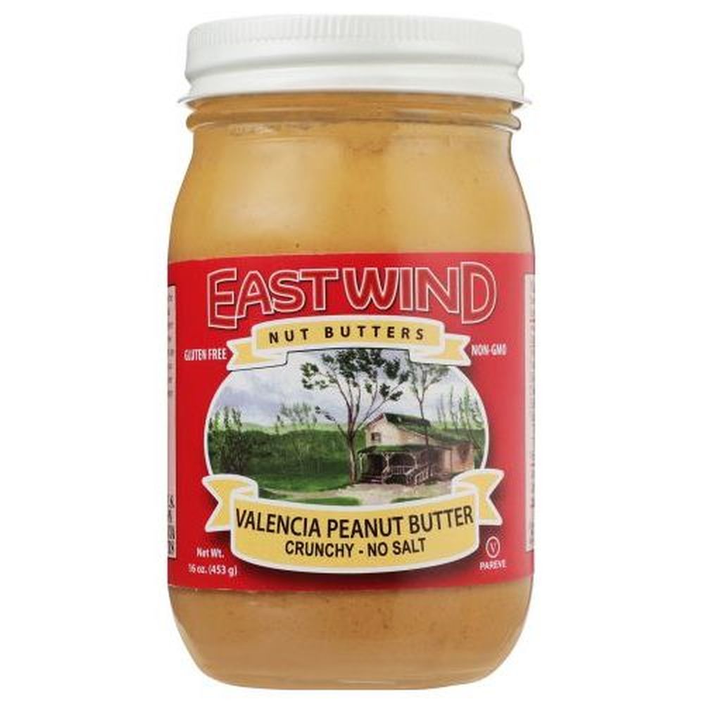 East Wind Nut Butter No Salt Crunchy Peanut Butter, 16 Ounce -- 6 Per Case