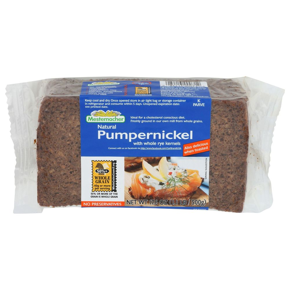 Mestemacher Natural Pumpernickel Bread With Whole Rye Kernels, 17.6 Ounce -- 12 Per Case
