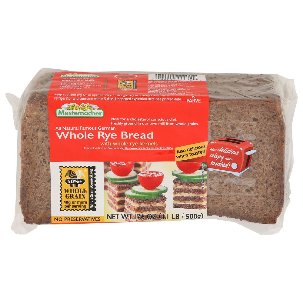 Mestemacher Natural Famous German Whole Rye Bread With Whole Rye Kernel, 17.6 Ounce -- 12 Per Case