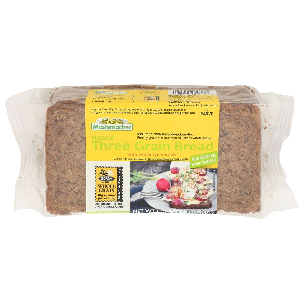 Mestemacher Three Grain Bread, 17.6 Ounce -- 12 Per Case