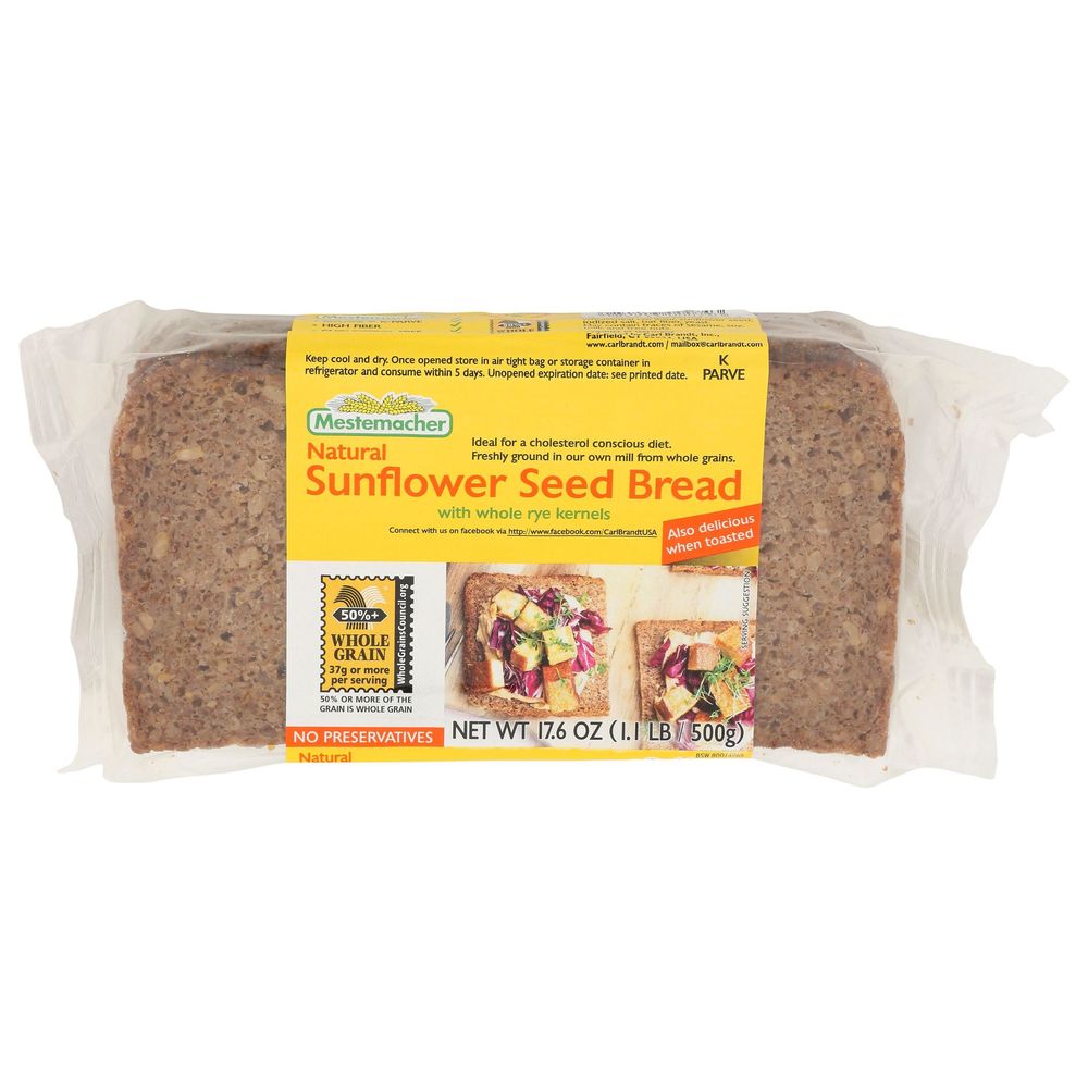 Mestemacher Natural Sunflower Seed Bread, 17.6 Ounce -- 12 Per Case