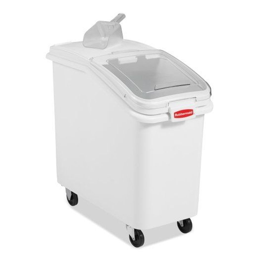 Rubbermaid White Slant Front 500 Cup Ingredient Bin With 32 Ounce Scoop