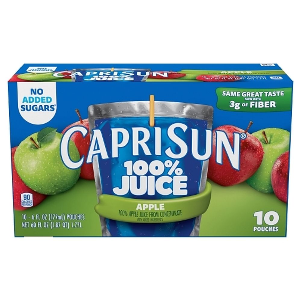 Capri Sun All Natural 100 Percent Apple Juice, 60 Fluid Ounce -- 4 Per Case