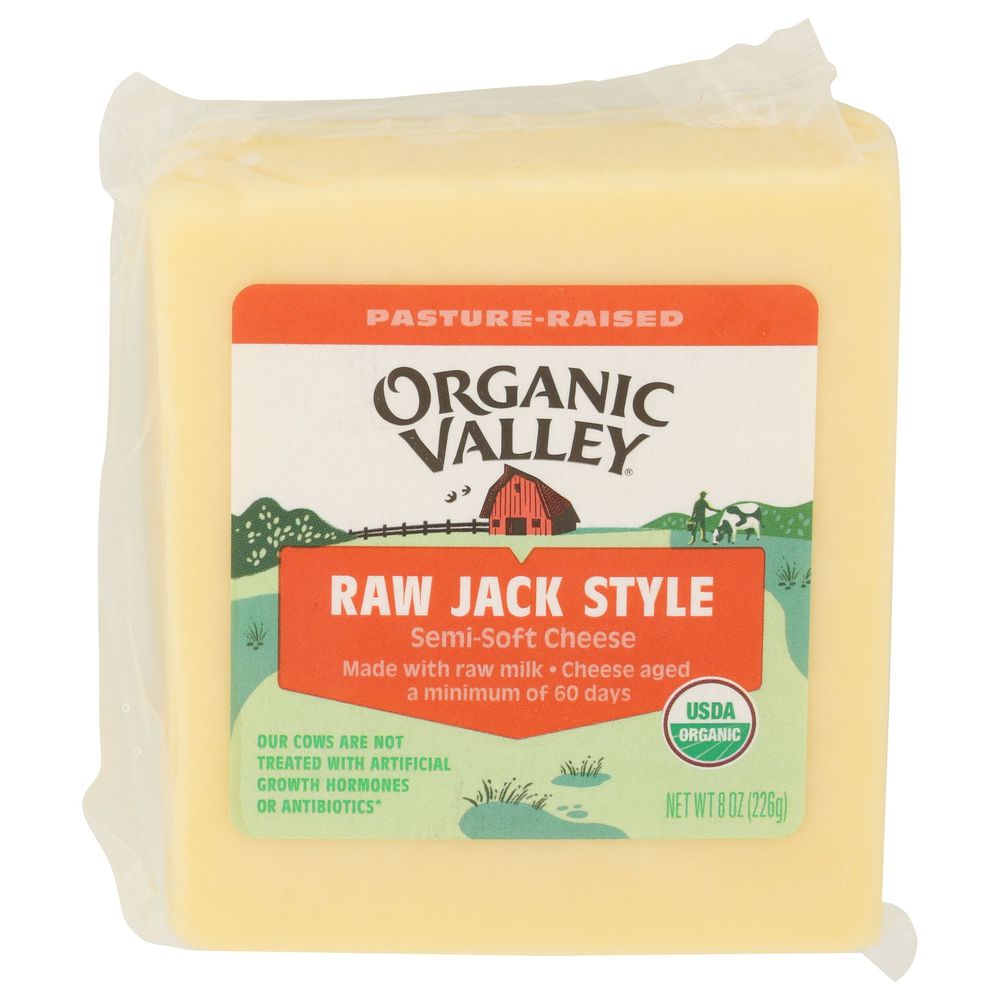 Organic Valley Raw Jack Style Cheese Block, 8 Ounce -- 12 Per Case