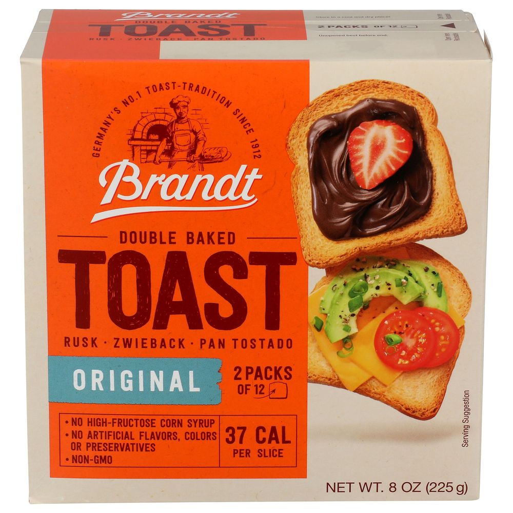 Brandt Original Double Baked Toast, 8 Ounce -- 10 Per Case