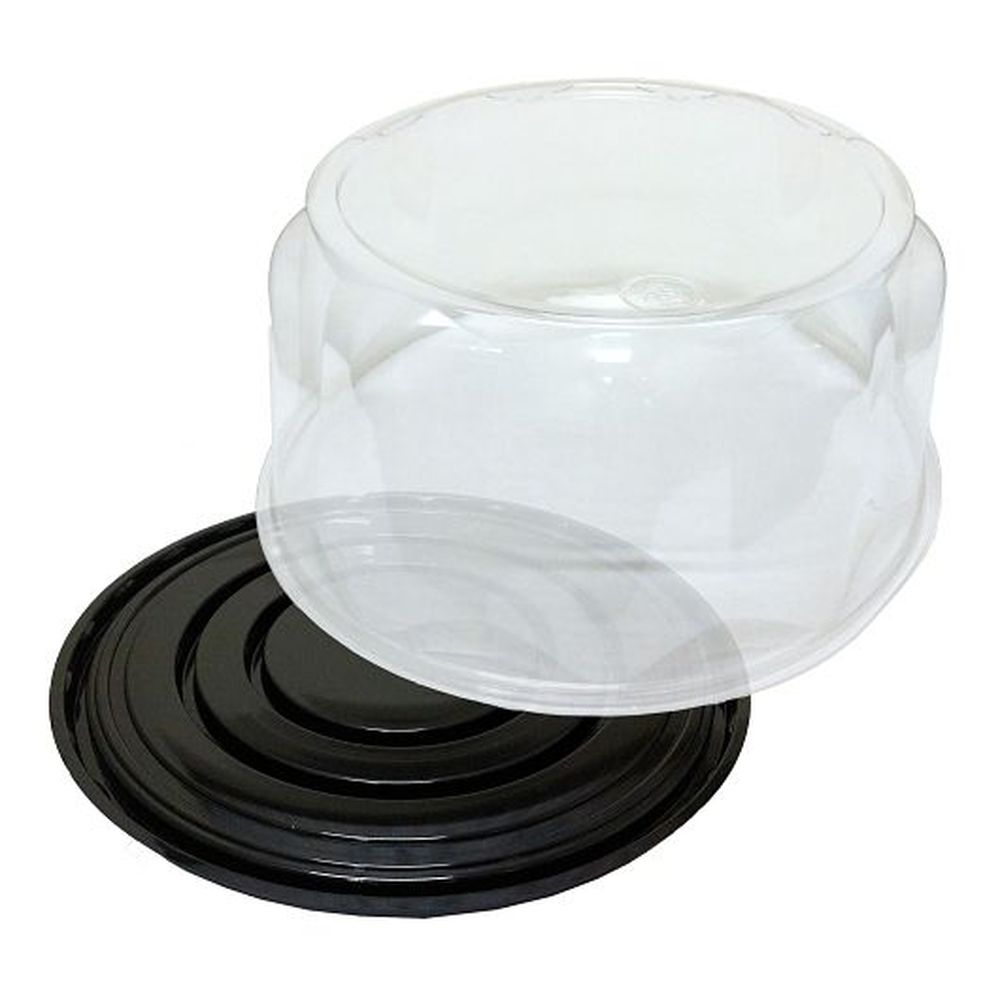 D&w Fine Pack Pet Black 9 Inch Round Cake Base With Clear Scalloped Dome, 60 Count -- 2 Per Case