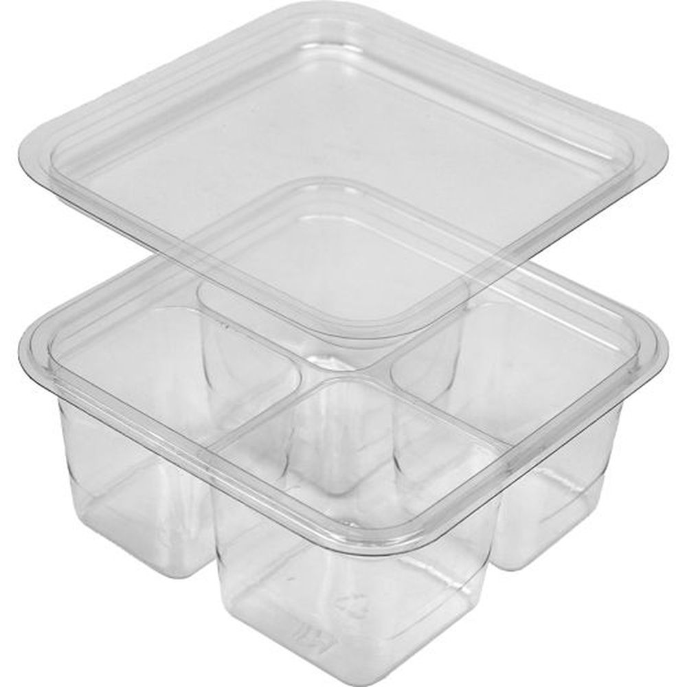 D&w Fine Pack Pet 6 Inch Square 4 Compartment Tray With Lid, 200 Count