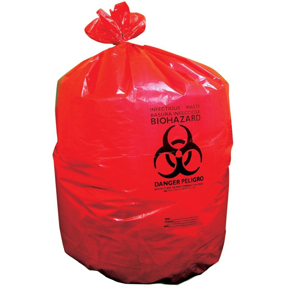 Red 1.30 mil LLDPE Individually Folded Can Liner for 44 Gallon Can