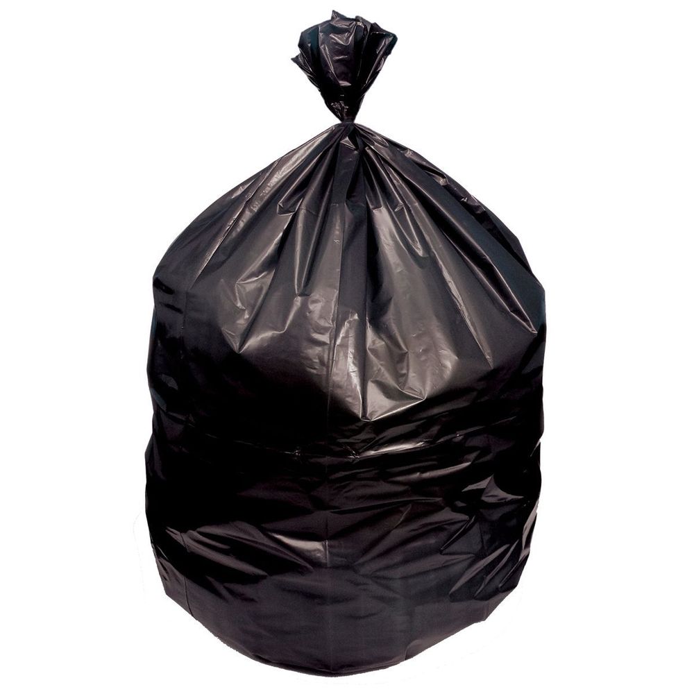 Black 1.5 mil Reprocessed Resin Low Density Coreless Roll Can Liner for 60 Gallon Can