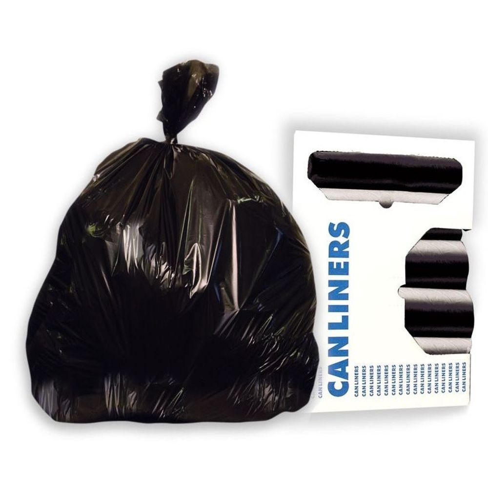 Black 1.2 mil Reprocessed Resin Low Density Coreless Roll Can Liner for 45 Gallon Can