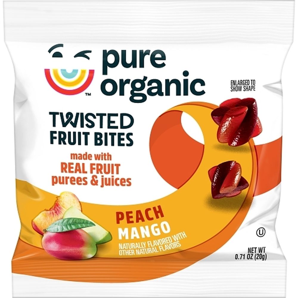 Pure Organic Peach Mango Twisted Fruit Bites, 0.7 Ounce -- 72 Per Case