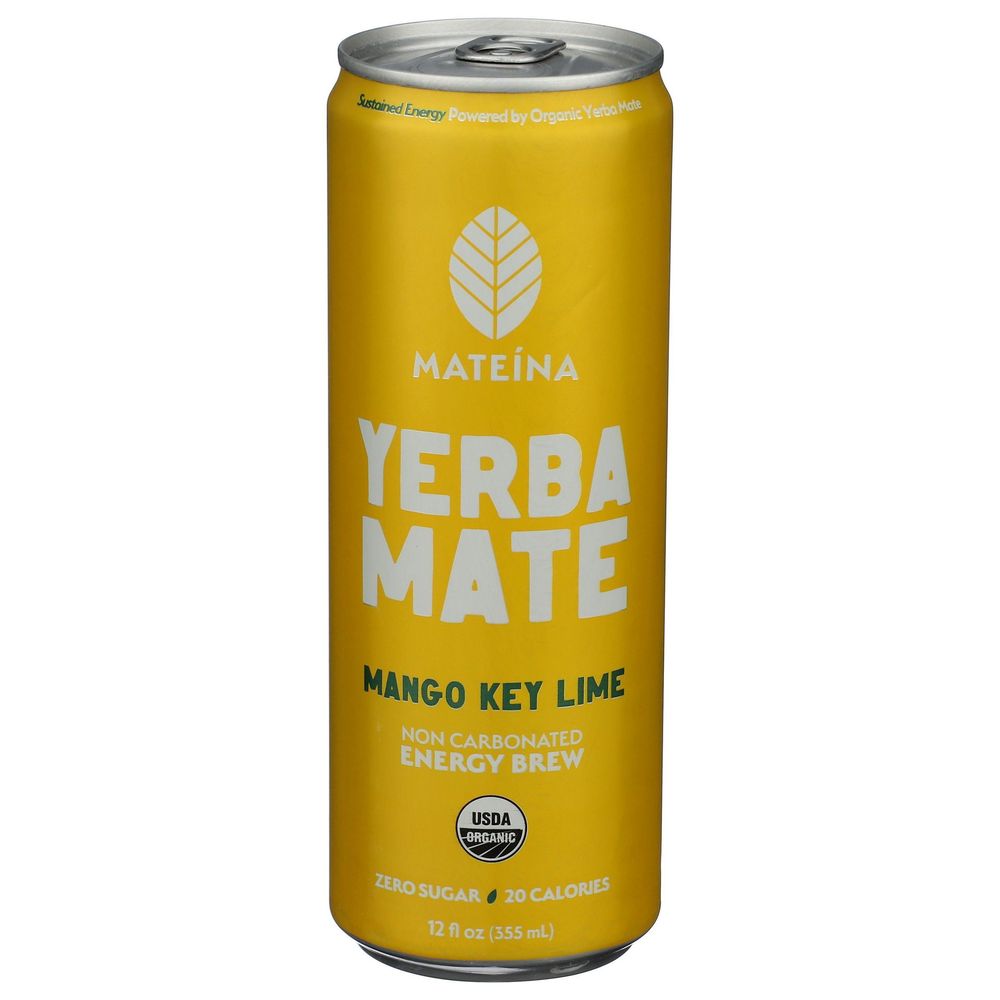 Mateina Organic Mango Key Lime Yerba Mate Energy Brew, 12 Fluid Ounce -- 12 Per Case