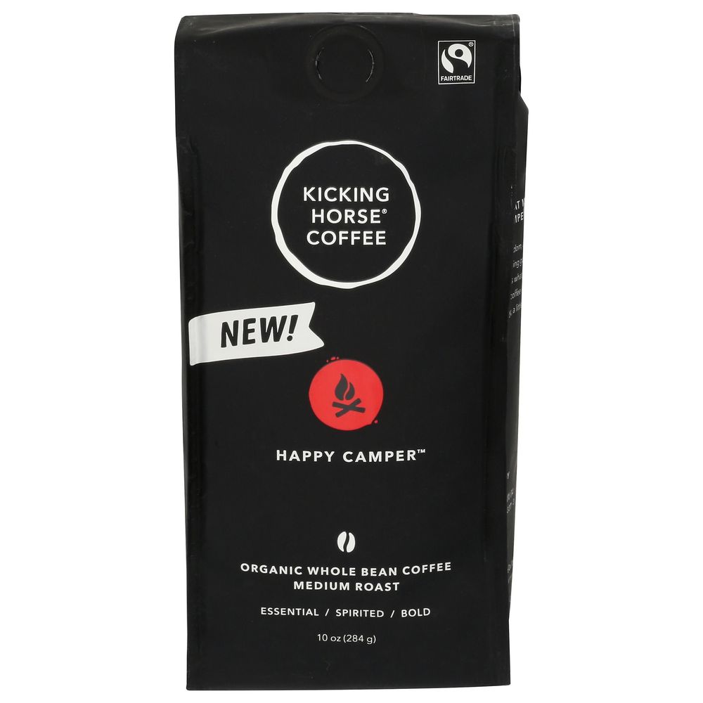 Kicking Horse Happy Camper Organic Medium Roast Whole Bean Coffee, 10 Ounce -- 6 Per Case