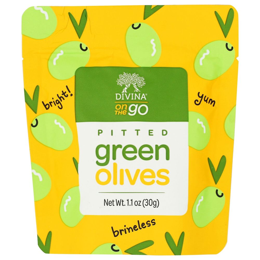 Divina Pitted Italian Green Olives, 1.1 Ounce -- 10 Per Case