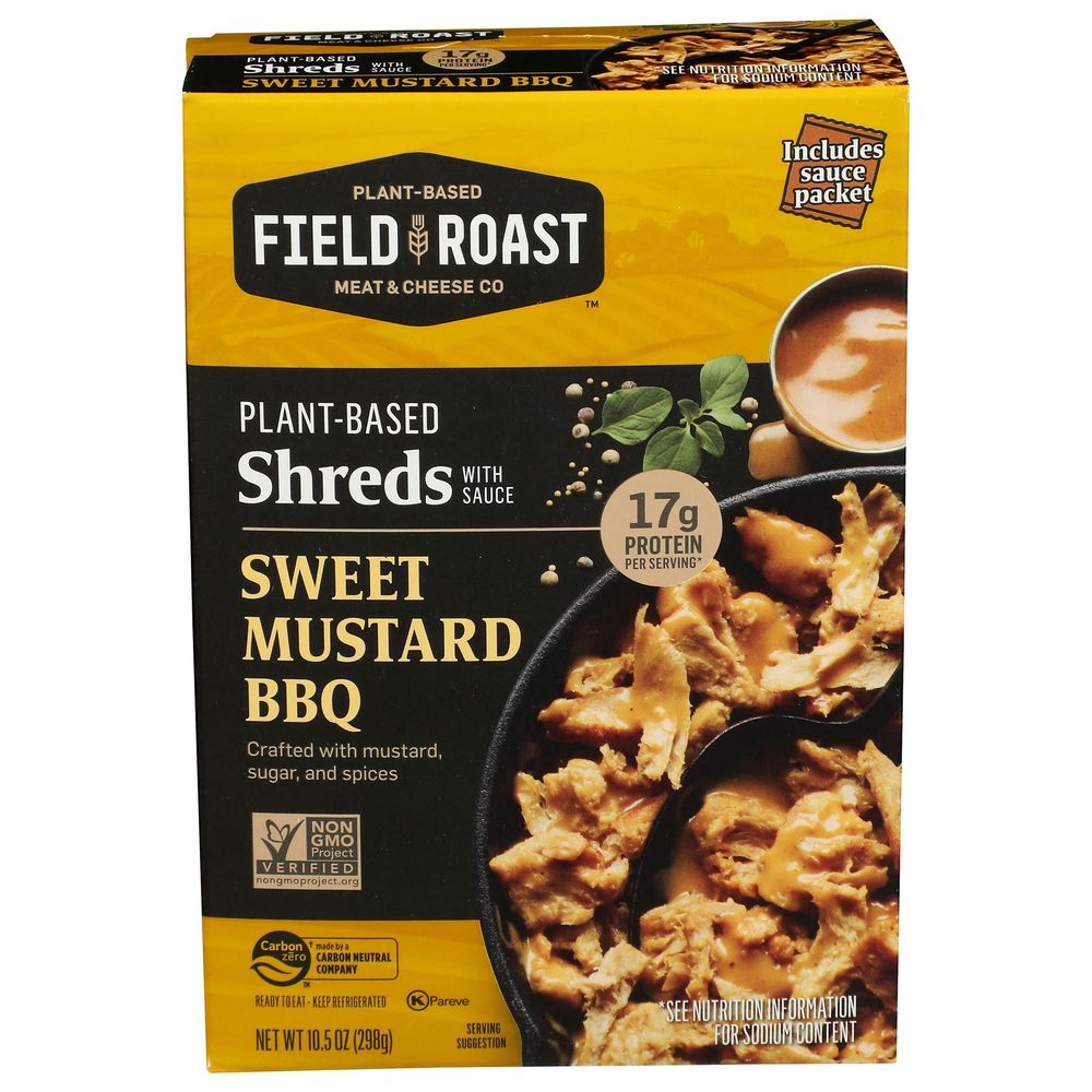 Plant-Based Sweet Mustard BBQ Shreds with Sauce