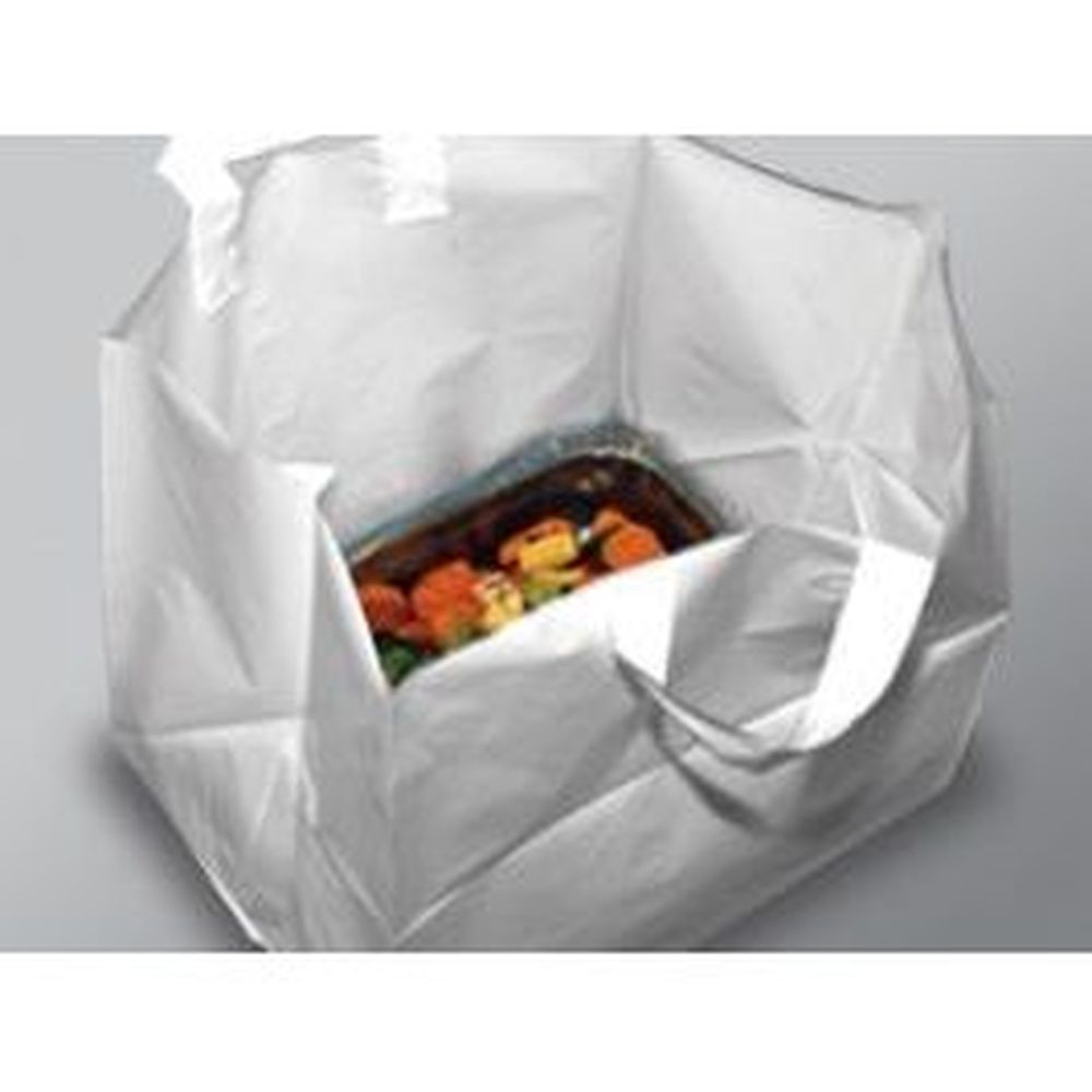 3 mil HDPE UnPrinted White Take Out Bag with Wave Top Handle