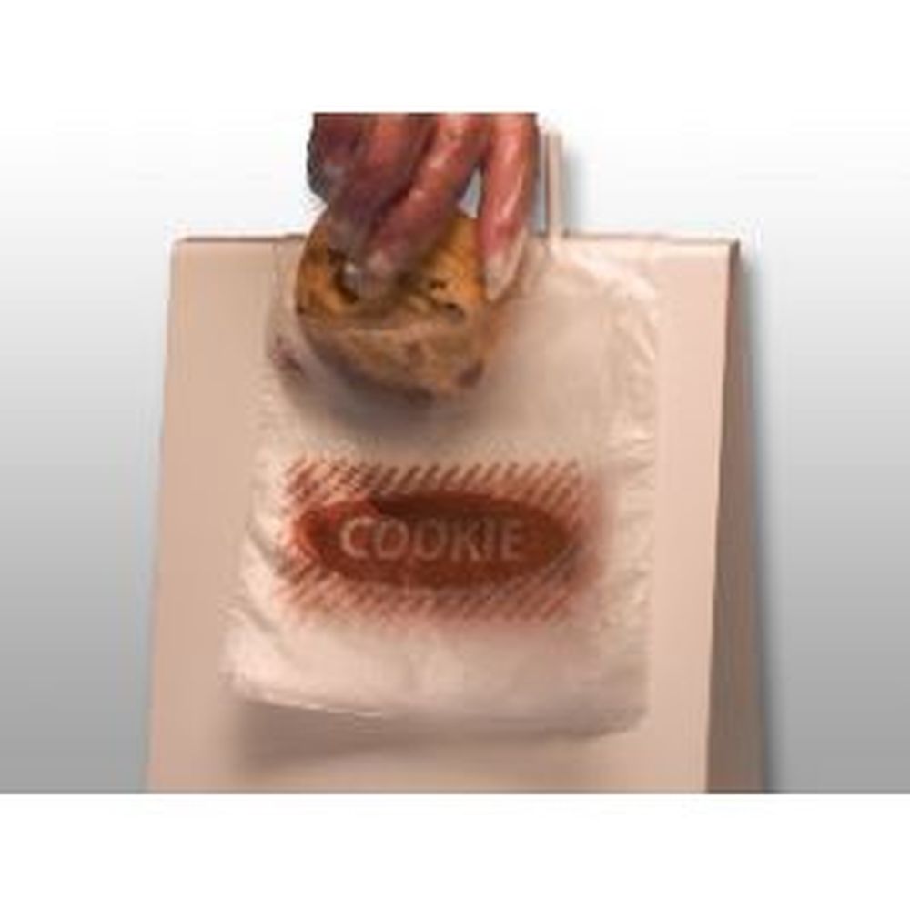 Clear 0.6 mil HDPE Cookie Printed Flip Top Saddle Pack Deli Bag
