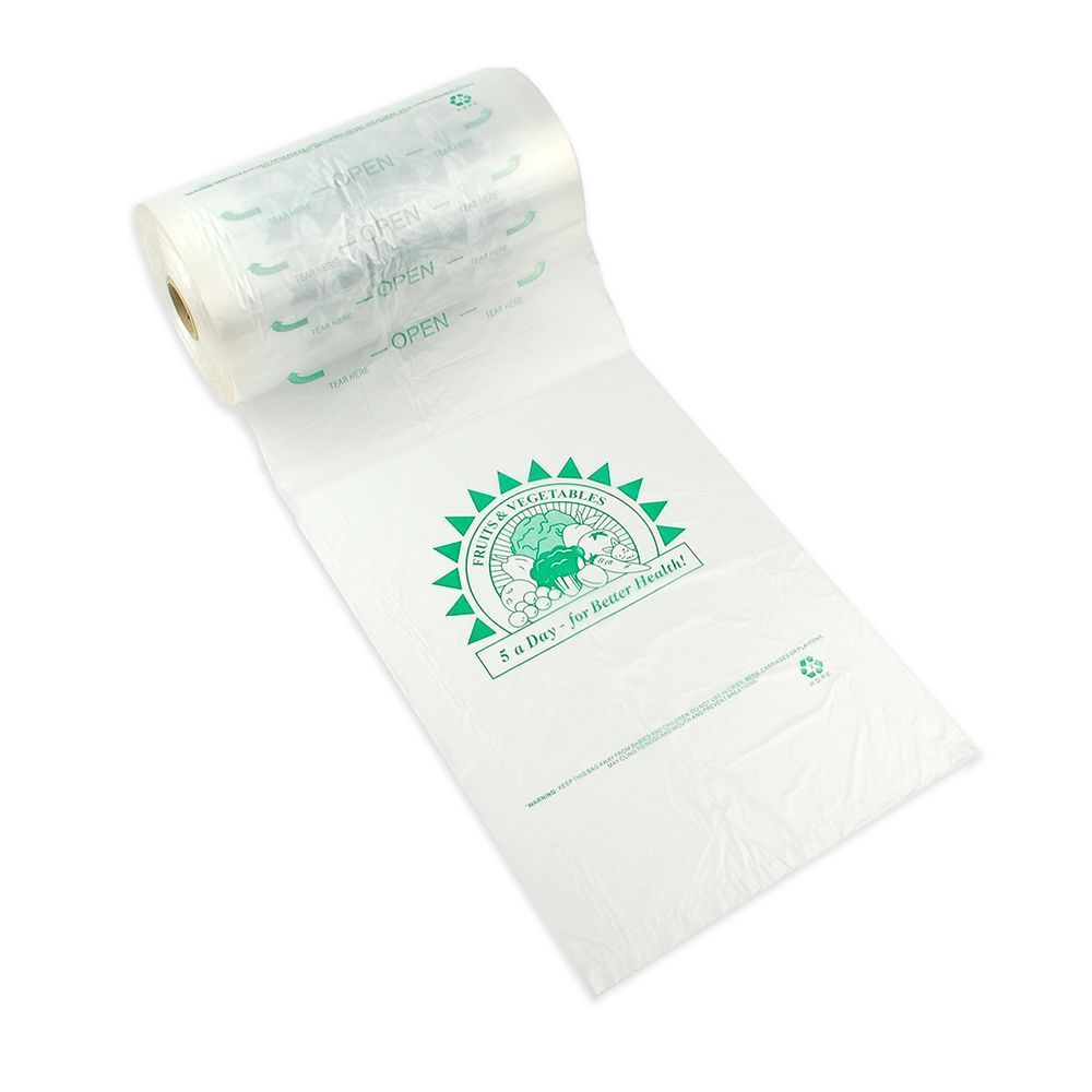 11 x 19 inch 0.5 mil HDPE 5 a Day Print Produce Bag