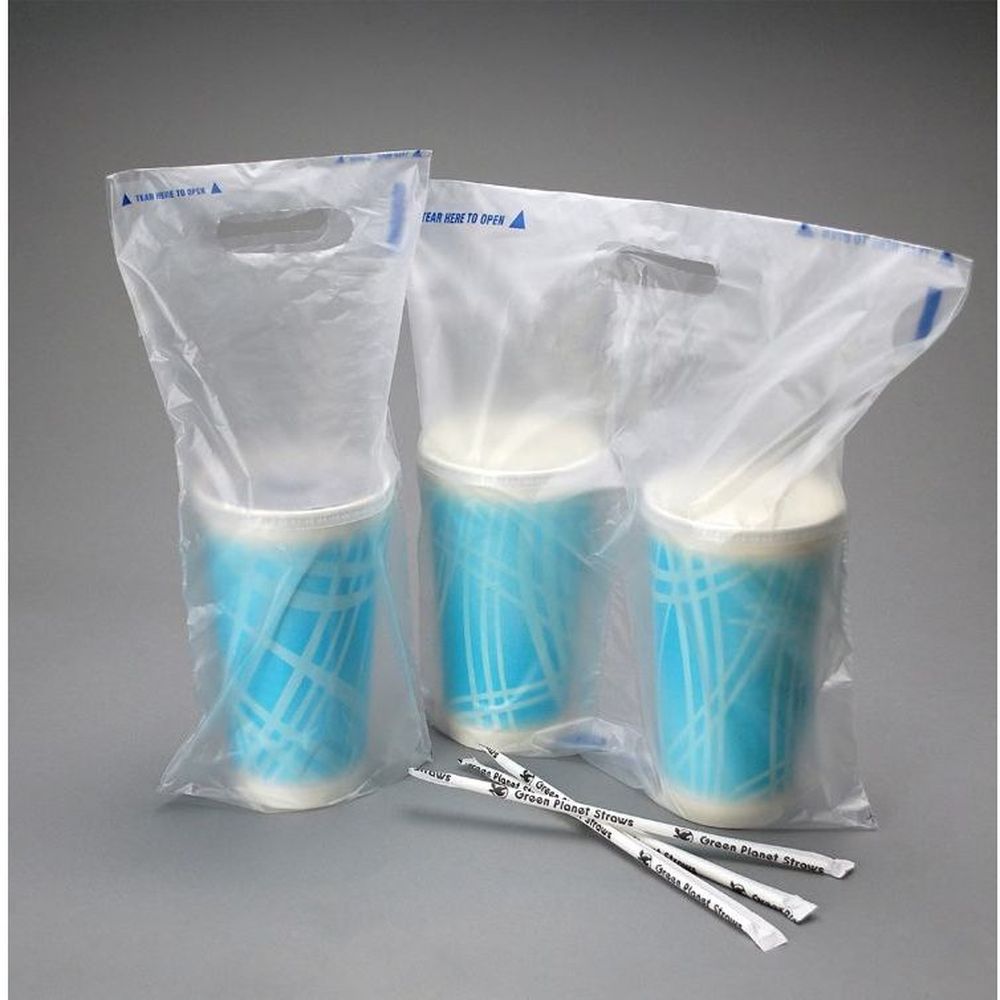 Fast Take 1 mil HDPE Unprinted Tamper Evident 2 Drink Beverage Carrier