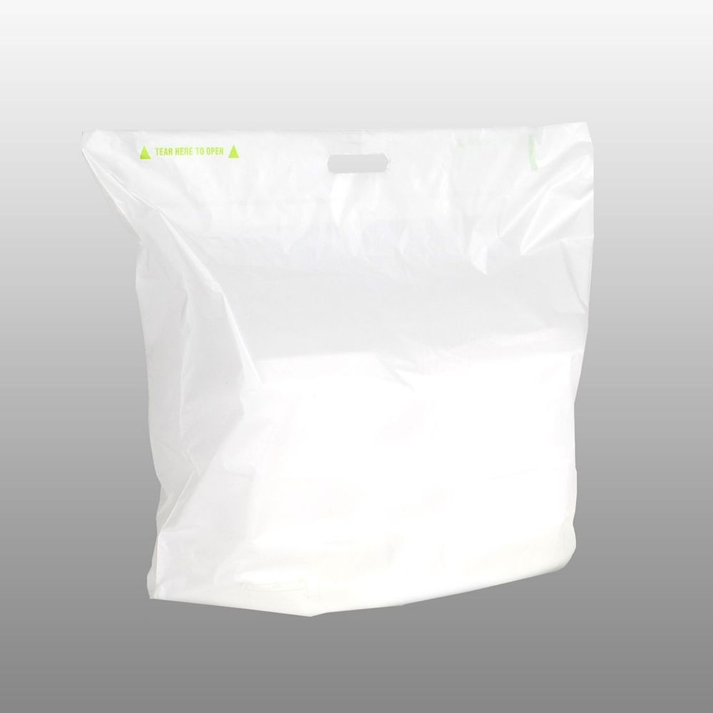 Fast Take White 1.5 mil HDPE Unprinted Tamper-Evident Carryout Bag