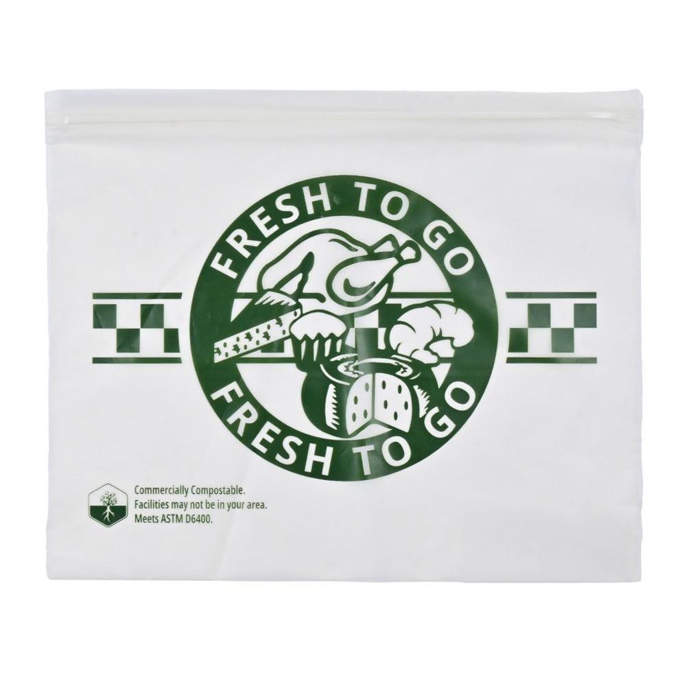 Fresh to Go Printed Compostable Zipper Saddle Pack Deli Bag