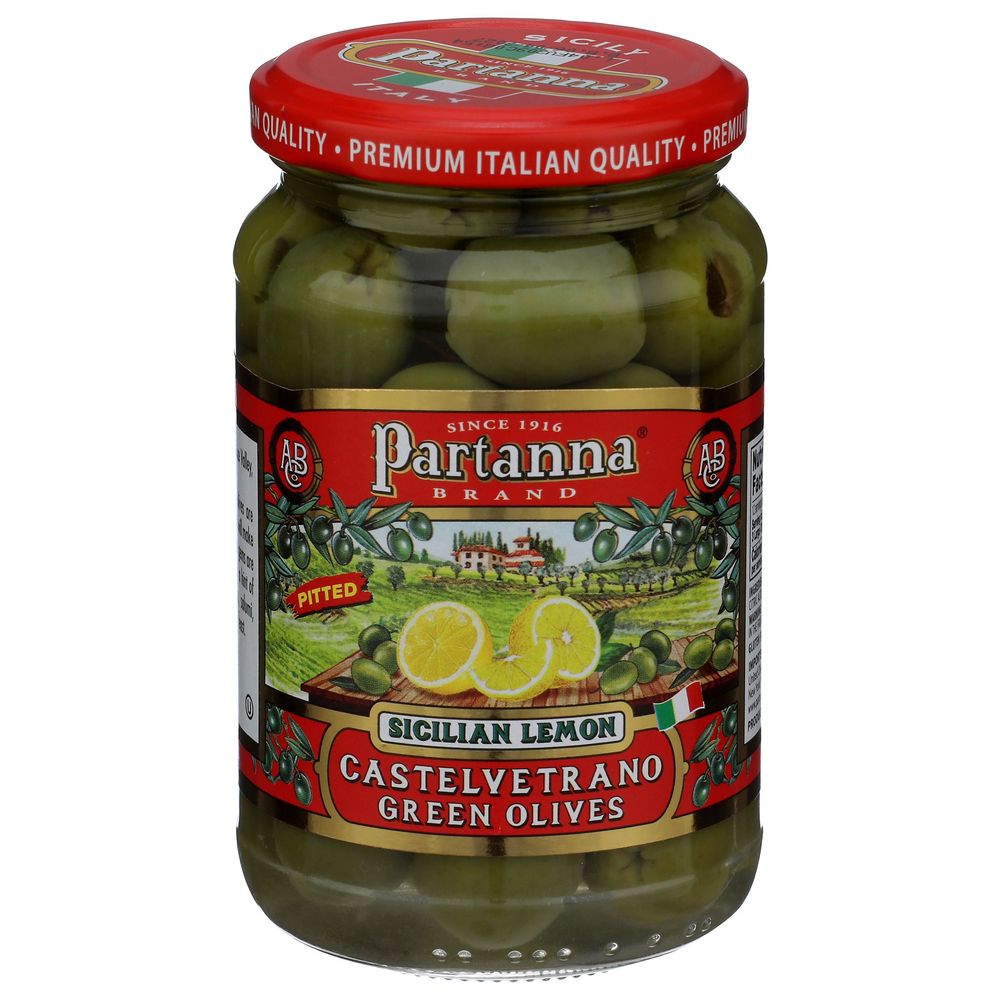 Partanna Sicilian Lemon Infused Pitted Olives, 6.3 Ounce -- 6 Per Case