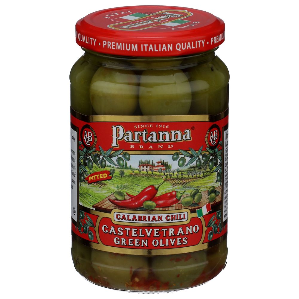 Partanna Calabrian Chili Infused Pitted Olives, 6.3 Ounce -- 6 Per Case