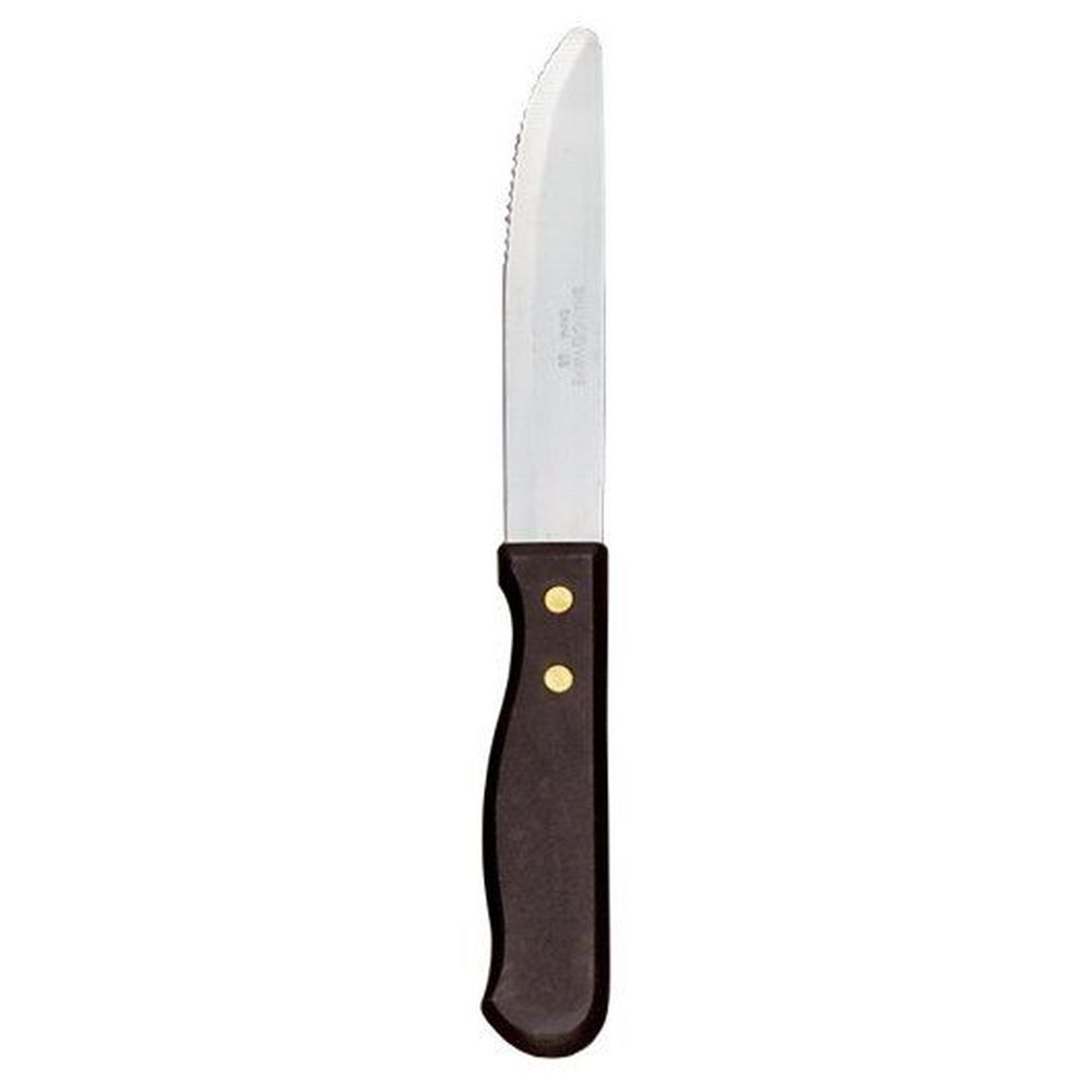 Libbey 13/0 Stainless Steel 10 Inch Beef Baron Round Tip Steak Knife With Black Polypropylene Handle, 12 Count