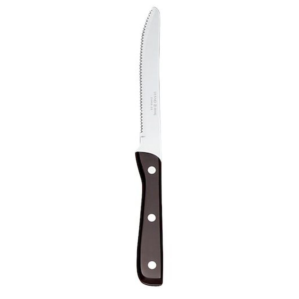 Libbey 13/0 Stainless Steel 9.25 Inch Round Tip Steak Knife With Black Bakelite Handle, 12 Count