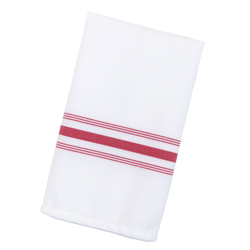 Bistro Spun Poly Napkin with Red Stripe