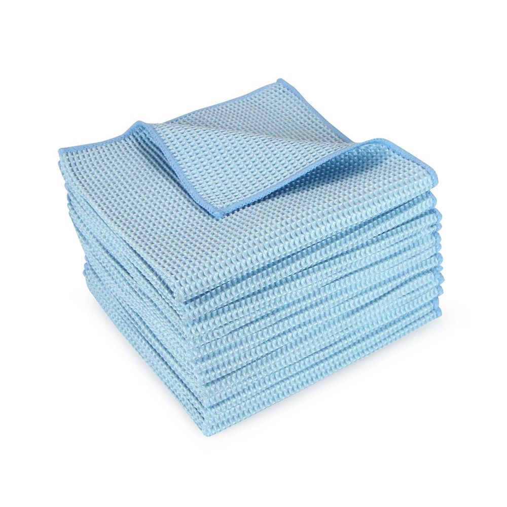 Ctc Blue 335 Gsm Microfiber Waffle Cloth, 16 X 16 Inch -- 12 Per Case