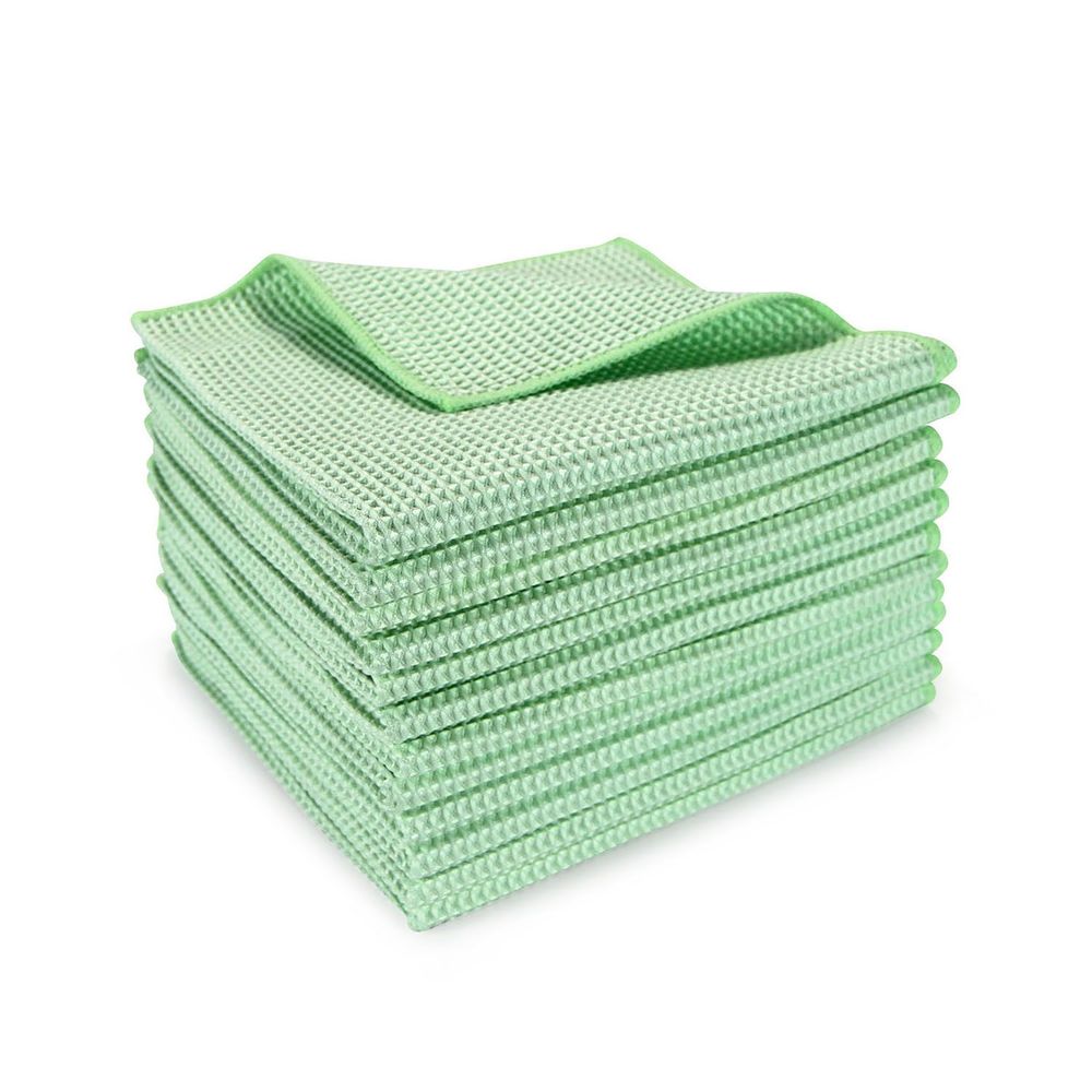 Ctc Green 335 Gsm Microfiber Waffle Cloth, 16 X 16 Inch -- 12 Per Case