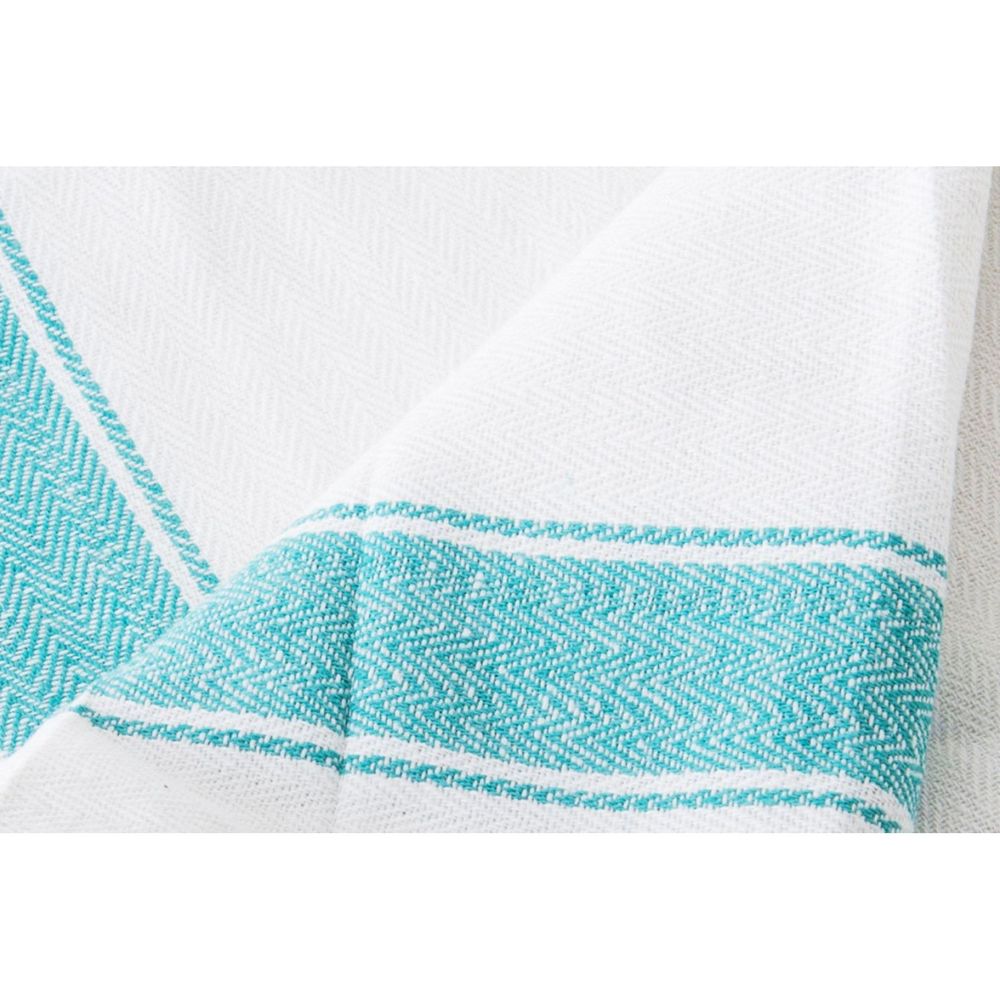 Ctc Green Herringbone Stripe Kitchen Towel, 15 X 26 Inch -- 12 Per Case