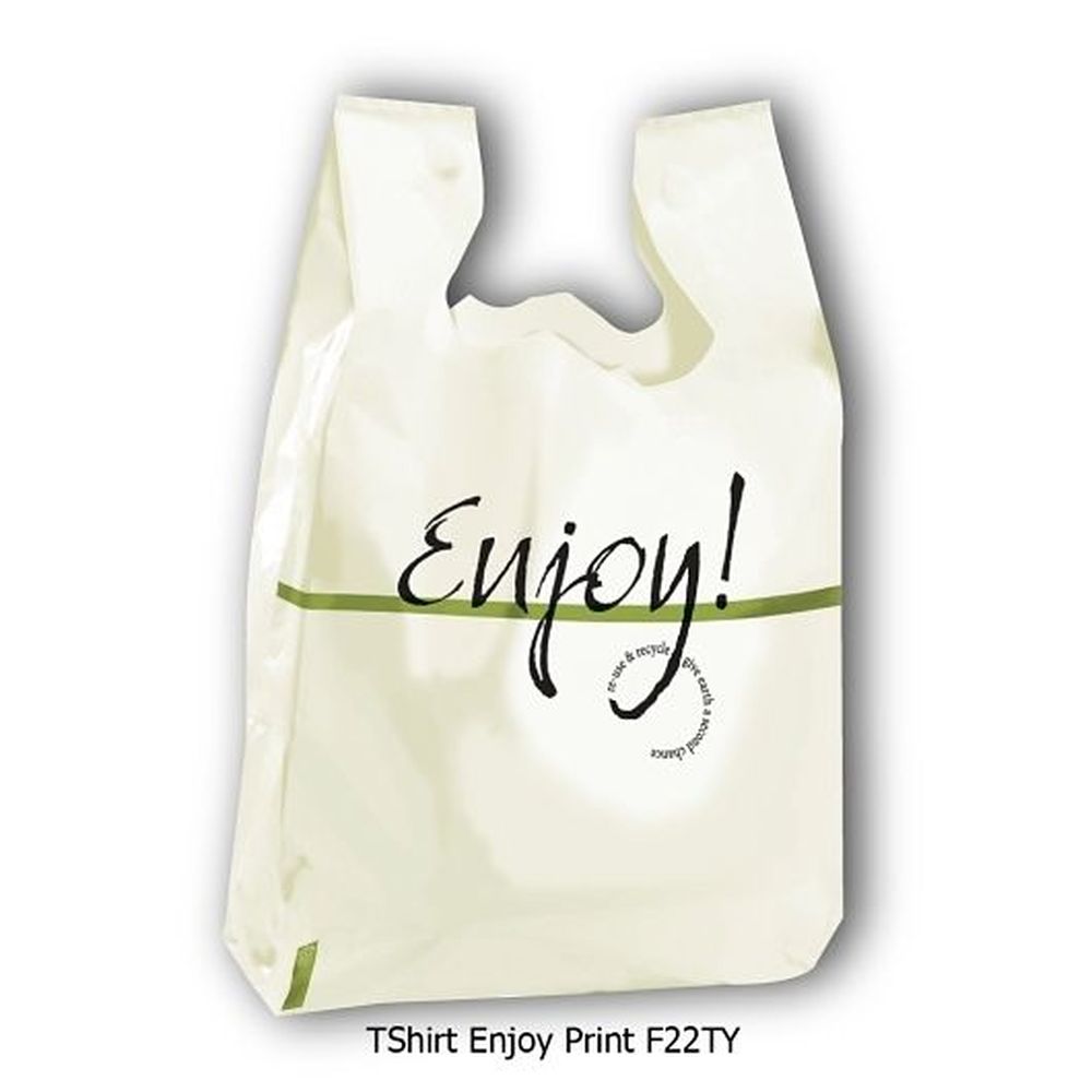 Command Packaging Enjoy Logo Light Ivory Carry Out Bag, 12 X 9 X 23 Inch -- 1000 Per Case