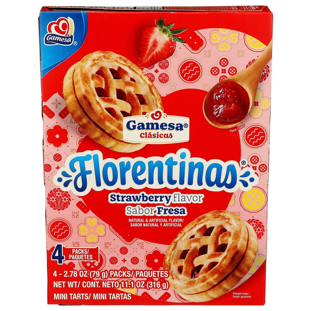 Gamesa Clasicas Florentinas Strawberry Flavored Mini Tarts, 11.1 Ounce -- 12 Per Case