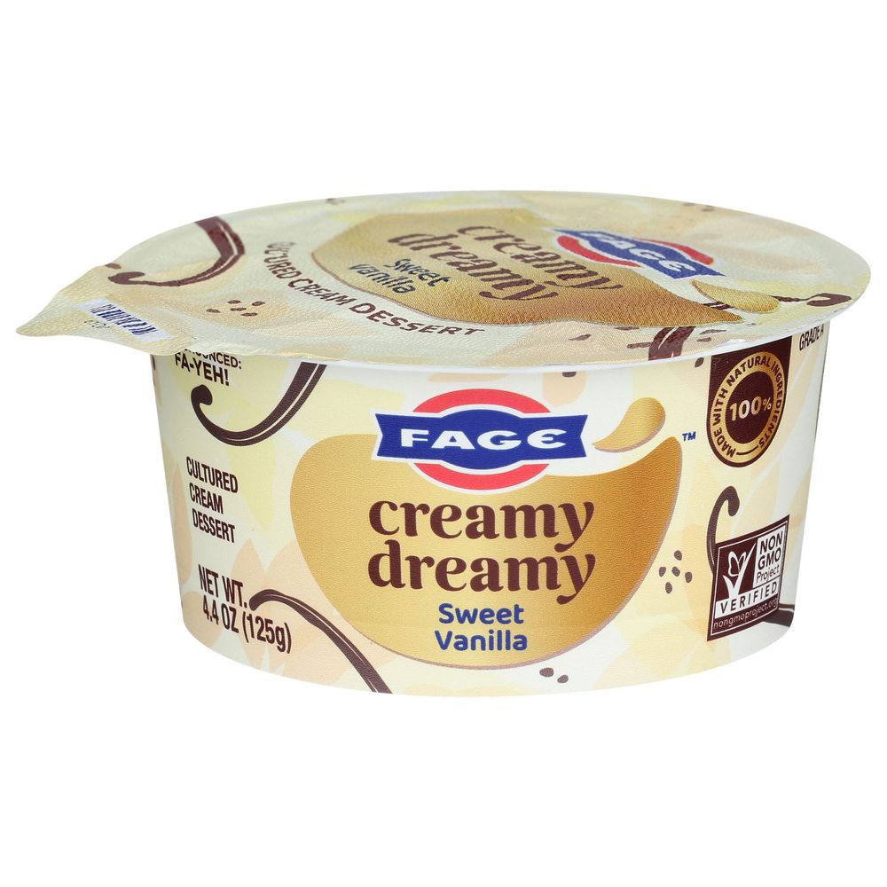 Fage Creamy Dreamy Sweet Vanilla Cultured Cream Dessert, 4.4 Ounce -- 12 Per Case
