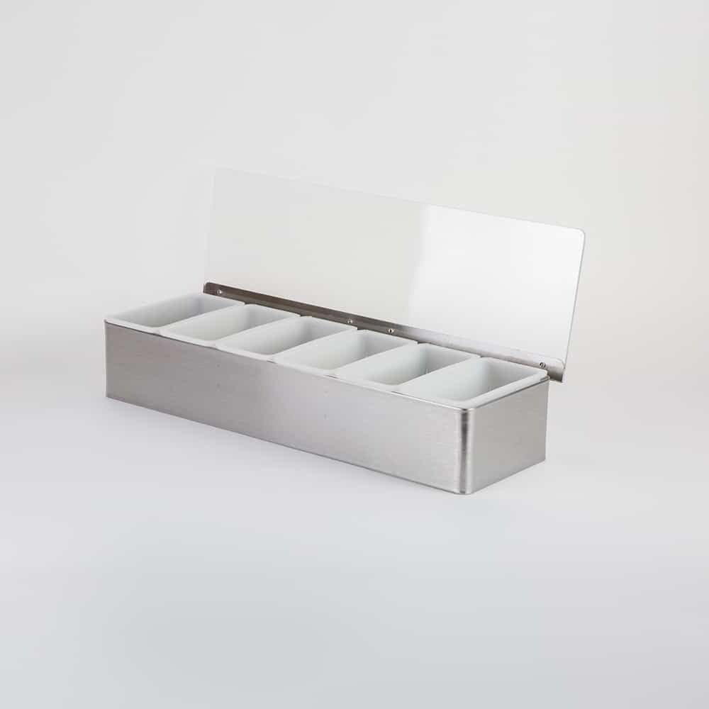 American Metalcraft Stainless Steel Satin Finish Six Compartment Condiment Holder, 17.75 X 5-3/4 X 3-1/2 Inch