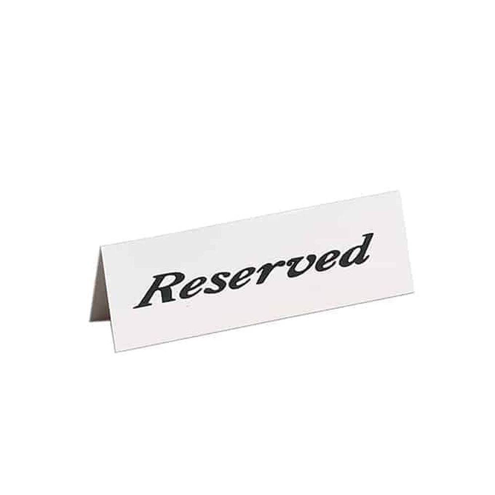American Metalcraft White With Black Pvc Standard Weight Table Reserved Sign, 2 X 6 Inch
