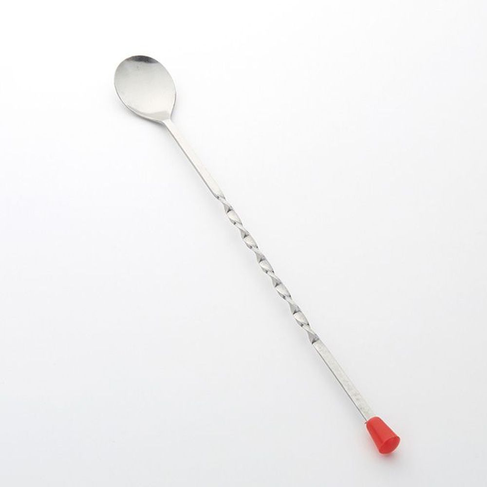 American Metalcraft Stainless Steel Twisted Bar Spoon With Red Knob, 11 Inch Length