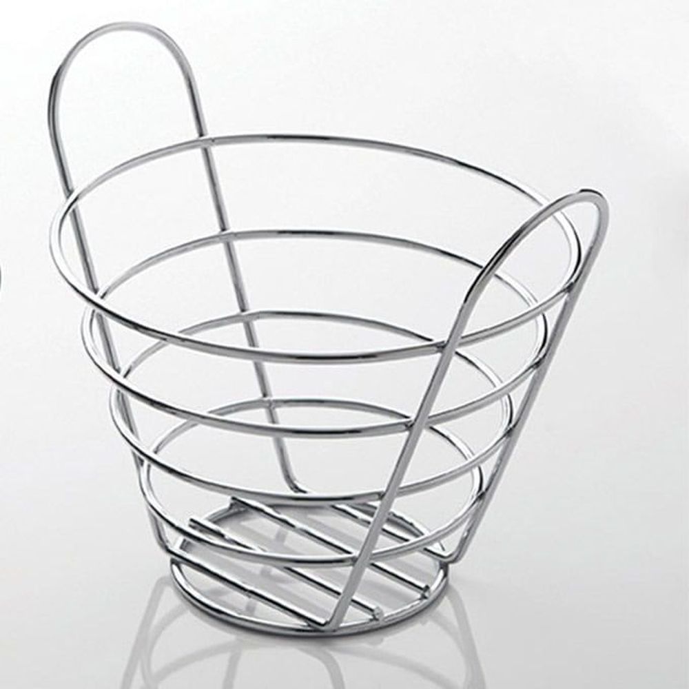 American Metalcraft Chrome Stainless Steel Round Wire Basket, 7 X 5 Inch