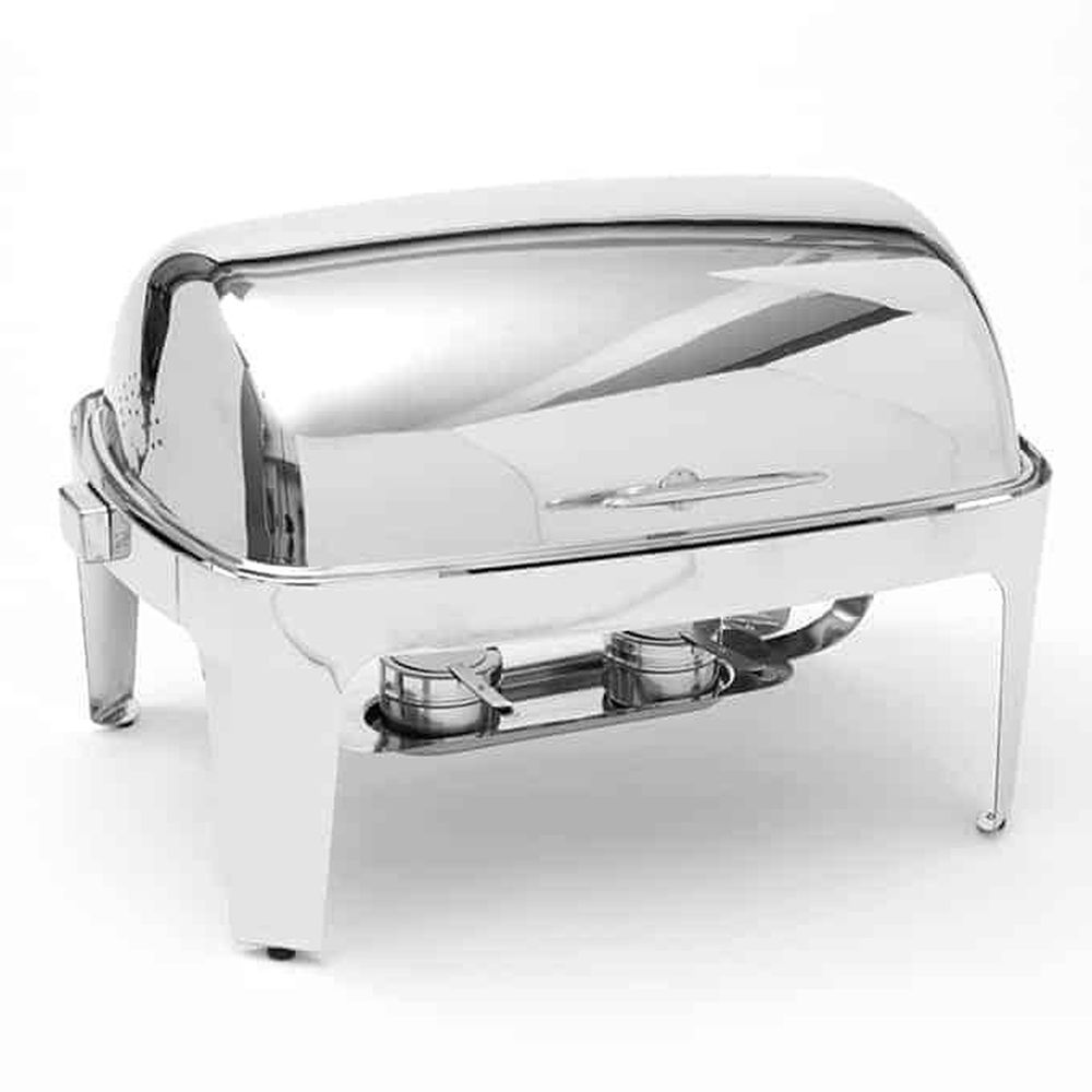 American Metalcraft Stainless Steel 9 Quart Silver-handled Rectangular Adagio Chafer, 26-1/2 X 19-1/2 X 17-1/2 Inch