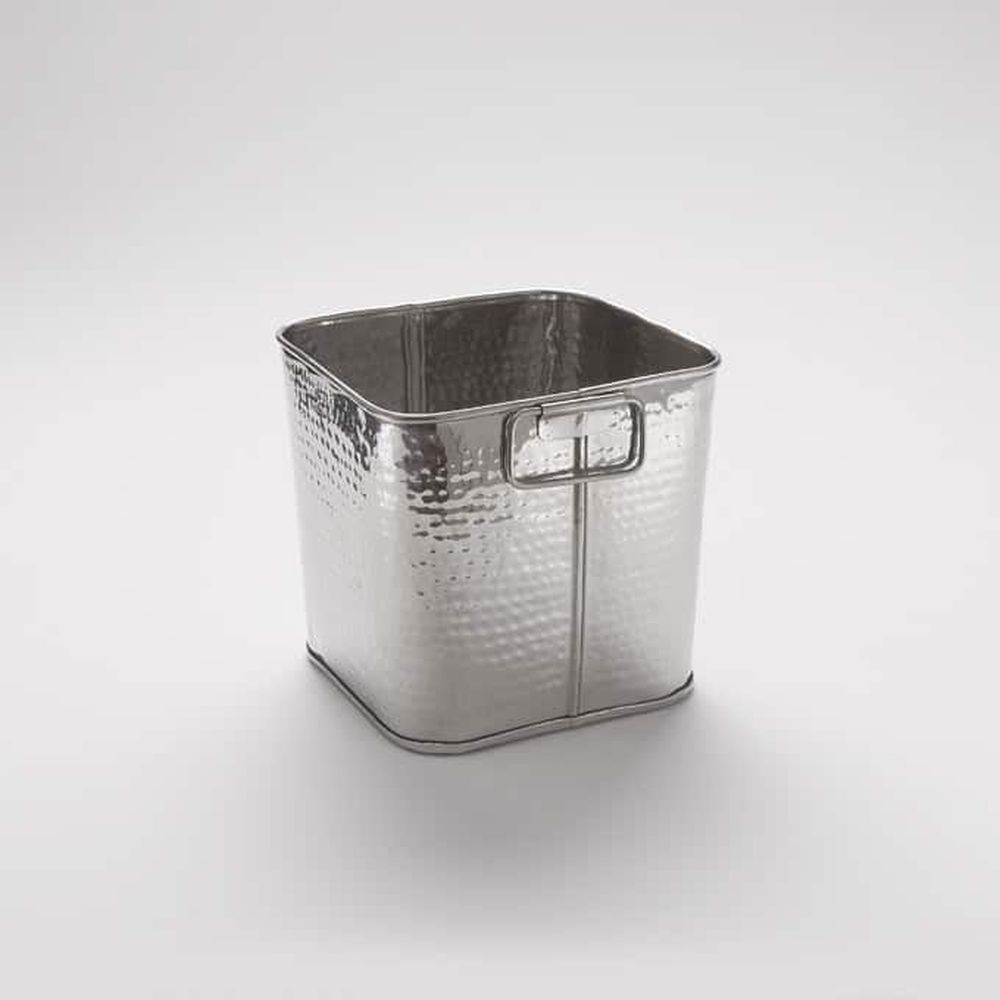 American Metalcraft Hammered Stainless Steel Square Tub, 8 X 7-1/4 Inch Height